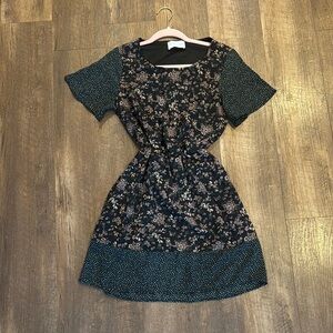 French Grey Black and Pink Mini Dress